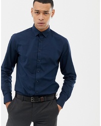 Мужская темно-синяя рубашка с длинным рукавом от Solid