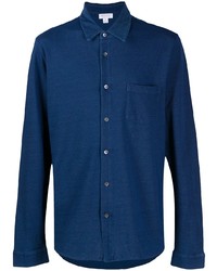 Мужская темно-синяя рубашка с длинным рукавом от Sunspel