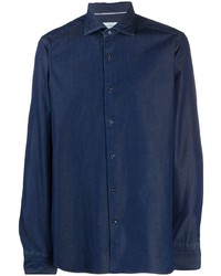 Мужская темно-синяя рубашка с длинным рукавом от Tintoria Mattei