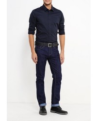 Мужская темно-синяя рубашка с длинным рукавом от Y.Two