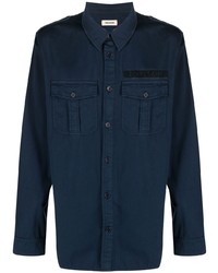 Мужская темно-синяя рубашка с длинным рукавом от Zadig & Voltaire