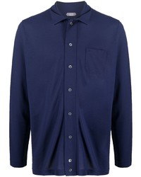 Мужская темно-синяя рубашка с длинным рукавом от Zanone