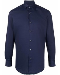 Мужская темно-синяя рубашка с длинным рукавом от Zegna