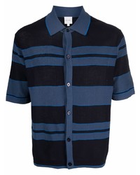Мужская темно-синяя рубашка с коротким рукавом в горизонтальную полоску от Paul Smith