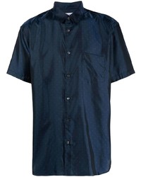 Мужская темно-синяя рубашка с коротким рукавом в горошек от Comme Des Garcons SHIRT