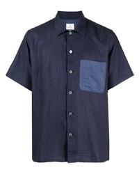 Мужская темно-синяя рубашка с коротким рукавом в горошек от PS Paul Smith