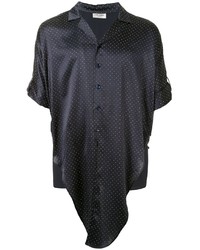 Мужская темно-синяя рубашка с коротким рукавом в горошек от Saint Laurent