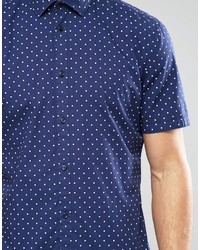 Мужская темно-синяя рубашка с коротким рукавом в горошек от Esprit