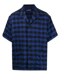 Мужская темно-синяя рубашка с коротким рукавом в мелкую клетку от Mastermind World