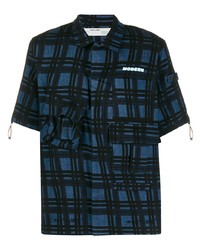 Мужская темно-синяя рубашка с коротким рукавом в шотландскую клетку от Off-White