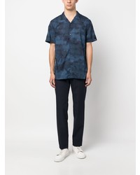 Мужская темно-синяя рубашка с коротким рукавом с камуфляжным принтом от Armani Exchange