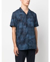 Мужская темно-синяя рубашка с коротким рукавом с камуфляжным принтом от Armani Exchange