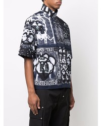 Мужская темно-синяя рубашка с коротким рукавом с "огурцами" от Givenchy