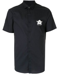 Мужская темно-синяя рубашка с коротким рукавом с принтом от Armani Exchange