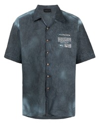 Мужская темно-синяя рубашка с коротким рукавом с принтом от Mauna Kea