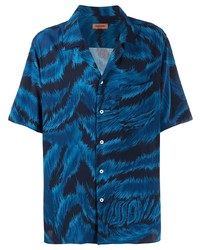 Мужская темно-синяя рубашка с коротким рукавом с принтом от Missoni
