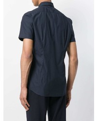 Мужская темно-синяя рубашка с коротким рукавом с принтом от Fendi