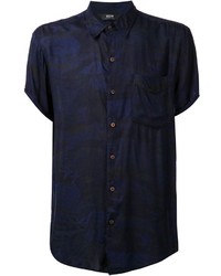 Мужская темно-синяя рубашка с коротким рукавом с принтом от Neuw