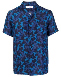 Мужская темно-синяя рубашка с коротким рукавом с принтом от Orlebar Brown