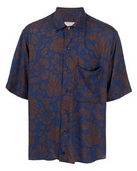 Мужская темно-синяя рубашка с коротким рукавом с принтом от Tintoria Mattei