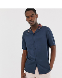 Мужская темно-синяя рубашка с коротким рукавом с цветочным принтом от ASOS DESIGN