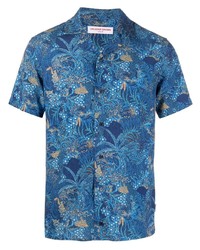 Мужская темно-синяя рубашка с коротким рукавом с цветочным принтом от Orlebar Brown