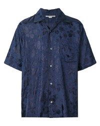 Мужская темно-синяя рубашка с коротким рукавом с цветочным принтом от Stella McCartney