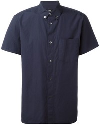 Мужская темно-синяя рубашка с коротким рукавом от A.P.C.