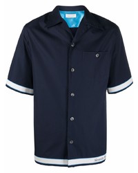 Мужская темно-синяя рубашка с коротким рукавом от Alexander McQueen