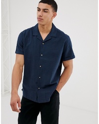 Мужская темно-синяя рубашка с коротким рукавом от ASOS DESIGN