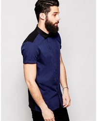 Мужская темно-синяя рубашка с коротким рукавом от Asos