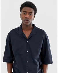 Мужская темно-синяя рубашка с коротким рукавом от ASOS WHITE