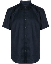Мужская темно-синяя рубашка с коротким рукавом от BOSS
