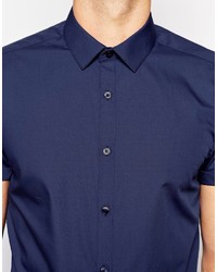 Мужская темно-синяя рубашка с коротким рукавом от Asos