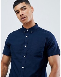 Мужская темно-синяя рубашка с коротким рукавом от Burton Menswear