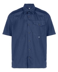 Мужская темно-синяя рубашка с коротким рукавом от C.P. Company