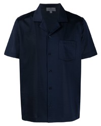 Мужская темно-синяя рубашка с коротким рукавом от Canali