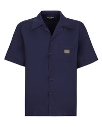 Мужская темно-синяя рубашка с коротким рукавом от Dolce & Gabbana