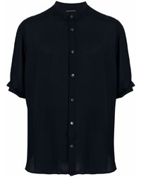 Мужская темно-синяя рубашка с коротким рукавом от Emporio Armani