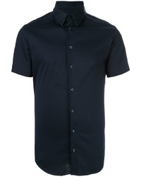 Мужская темно-синяя рубашка с коротким рукавом от Giorgio Armani