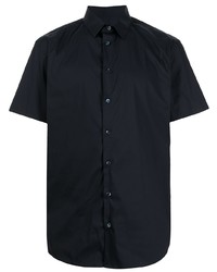 Мужская темно-синяя рубашка с коротким рукавом от Giorgio Armani