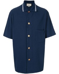 Мужская темно-синяя рубашка с коротким рукавом от Gucci