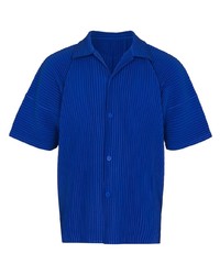 Мужская темно-синяя рубашка с коротким рукавом от Issey Miyake