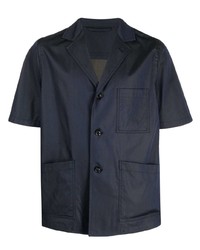 Мужская темно-синяя рубашка с коротким рукавом от Lardini