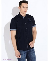 Мужская темно-синяя рубашка с коротким рукавом от LERROS