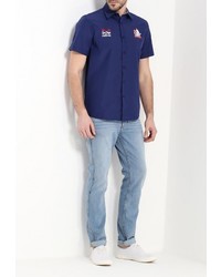 Мужская темно-синяя рубашка с коротким рукавом от Modis