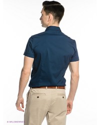 Мужская темно-синяя рубашка с коротким рукавом от Oodji