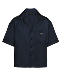 Мужская темно-синяя рубашка с коротким рукавом от Prada