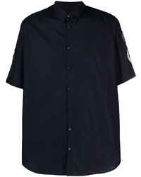 Мужская темно-синяя рубашка с коротким рукавом от Raf Simons