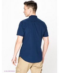 Мужская темно-синяя рубашка с коротким рукавом от s.Oliver